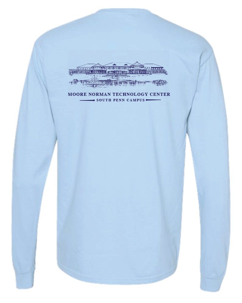 Hot Drop- "S. Penn Campus Building" Design Comfort Colors Long Sleeve T-shirts (chambray)